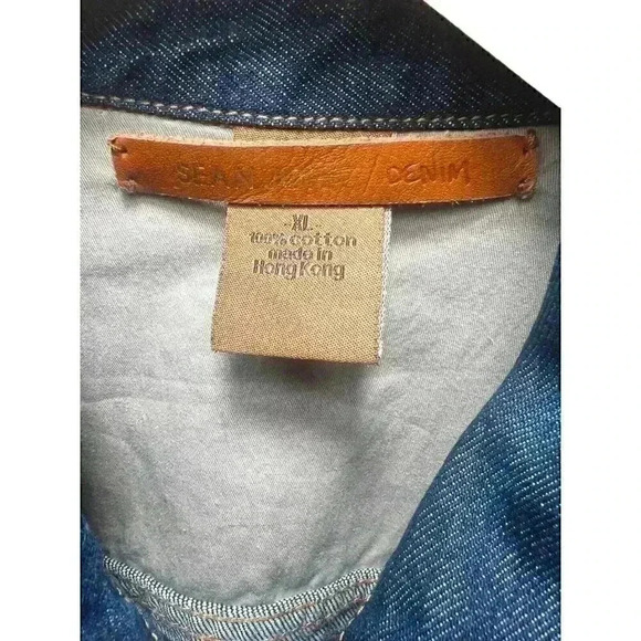 VINTAGE Sean John Jacket Mens XL Blue Denim Trucker 90s Hip Hop Y2K Baggy Logo - Picture 5 of 9